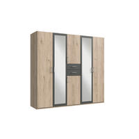 GARDEROB 225/208/58 cm 6-dörrar - grafitfärgad/silver, Modern, trämaterial/trä (225/208/58cm) - P & B