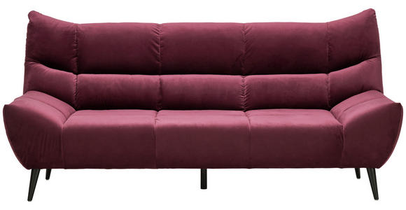 3-SITZER-SOFA in Mikrofaser Weinrot  - Weinrot/Schwarz, Design, Textil/Metall (224/106/101cm) - Xora