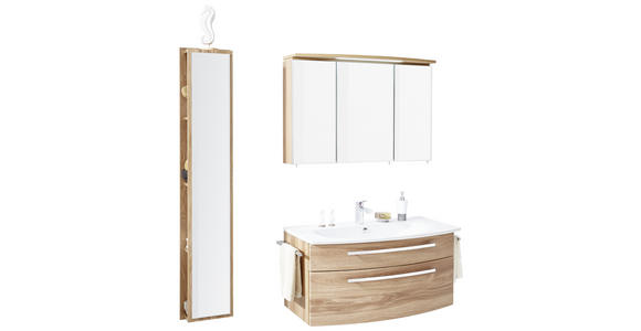 BADEZIMMER in 100 cm - Eichefarben/Weiß, KONVENTIONELL, Glas/Keramik (100cm) - Novel
