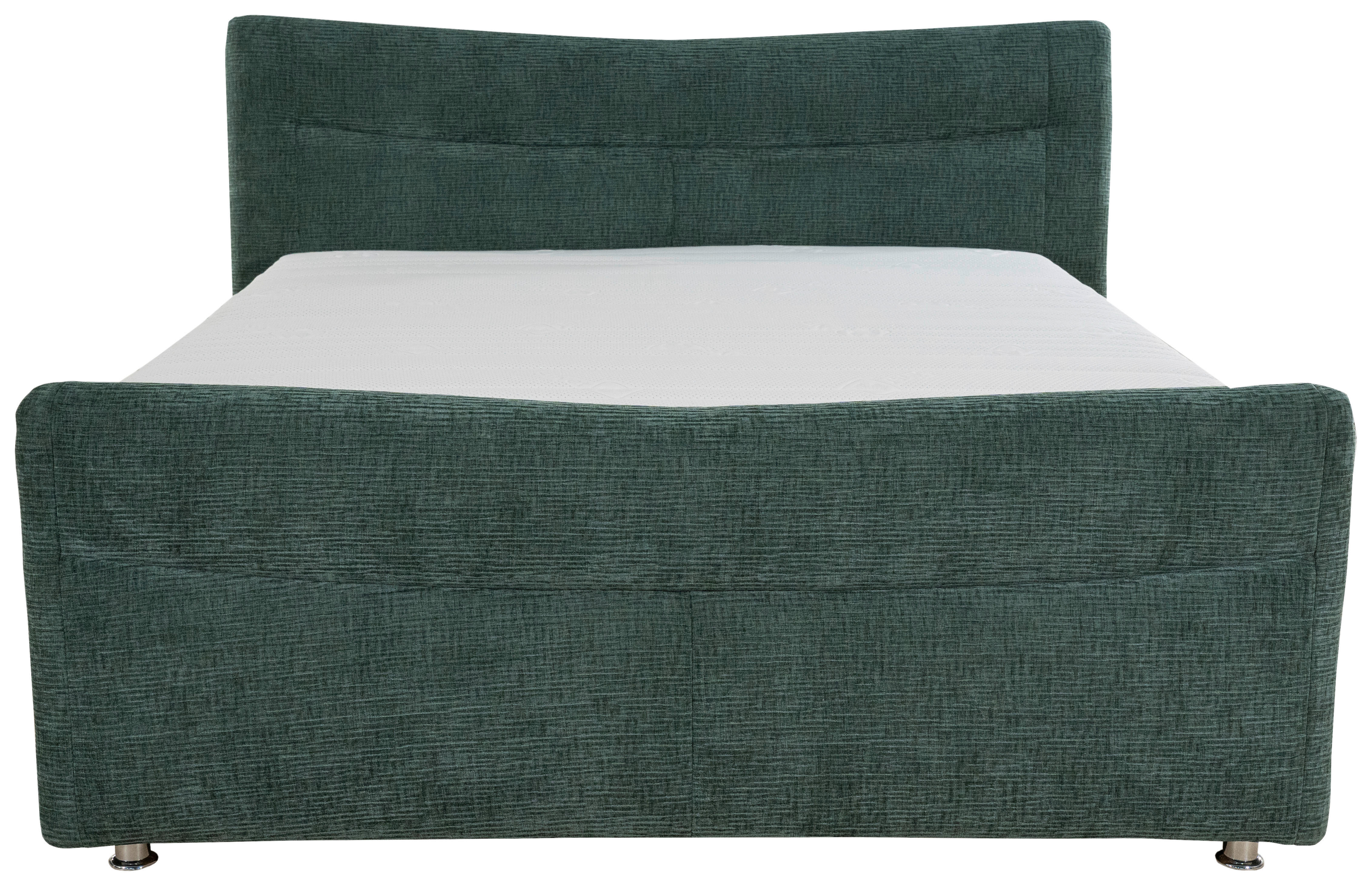 BOXSPRINGBETT 180/200 cm  in Türkis  - Türkis/Chromfarben, KONVENTIONELL, Textil/Metall (180/200cm) - Esposa