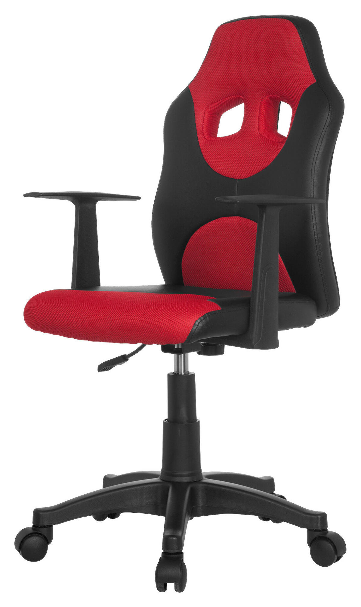 JUGENDDREHSTUHL Rot, Schwarz  - Rot/Schwarz, Basics, Kunststoff (54/90-100/48cm) - MID.YOU