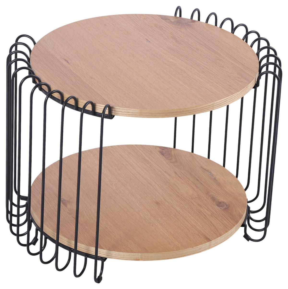 COUCHTISCH Eiche furniert 60/60/48 cm rund Schwarz, Eichefarben  - Eichefarben/Schwarz, Basics, Holz/Holzwerkstoff (60/60/48cm) - Stylife