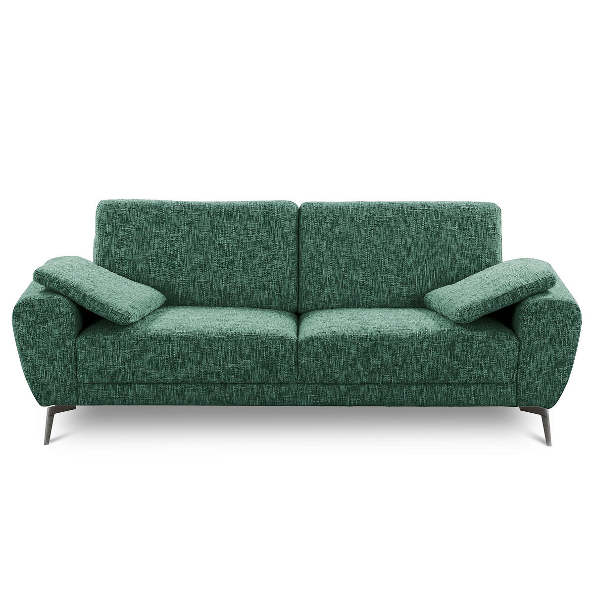 3-SITZER-SOFA Webstoff Grün  - Schwarz/Grün, Design, Textil/Metall (187/85/92cm) - Livetastic