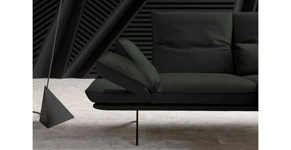 ECKSOFA in Echtleder Dunkelgrün  - Dunkelgrün/Schwarz, Design, Leder/Metall (210/130cm) - Dieter Knoll