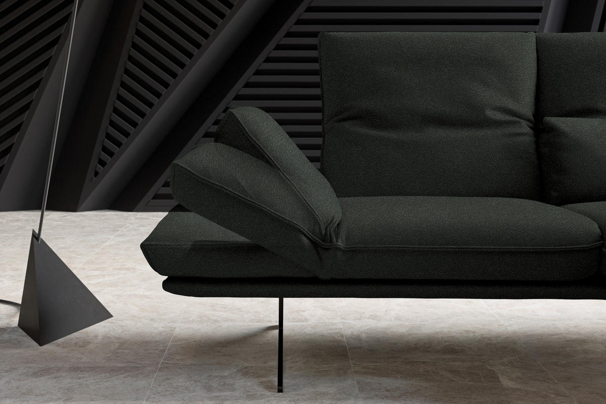 ECKSOFA in Echtleder Dunkelgrün  - Dunkelgrün/Schwarz, Design, Leder/Metall (210/130cm) - Dieter Knoll