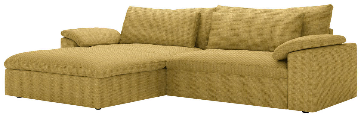 ECKSOFA  Chenille Currygelb  - Currygelb/Schwarz, Modern, Kunststoff/Textil (198/306cm) - Carryhome