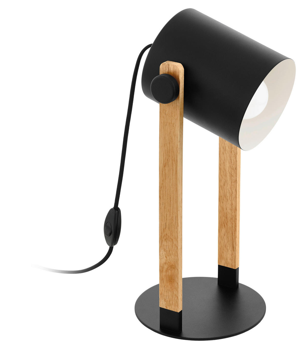 STOLNÍ LAMPA, E27, 21/18/42 cm - černá/krémová, Natur, kov/dřevo (21/18/42cm) - Eglo