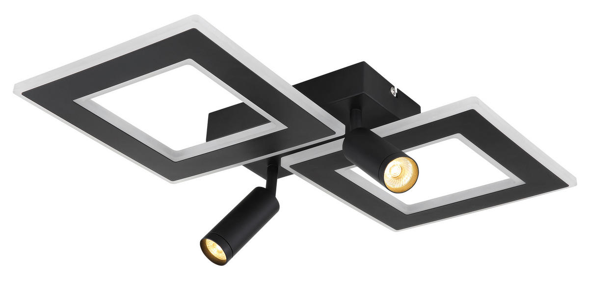 LED-DECKENLEUCHTE    54/41/11,5 cm  - Opal/Schwarz, Design, Kunststoff/Metall (54/41/11,5cm) - Globo