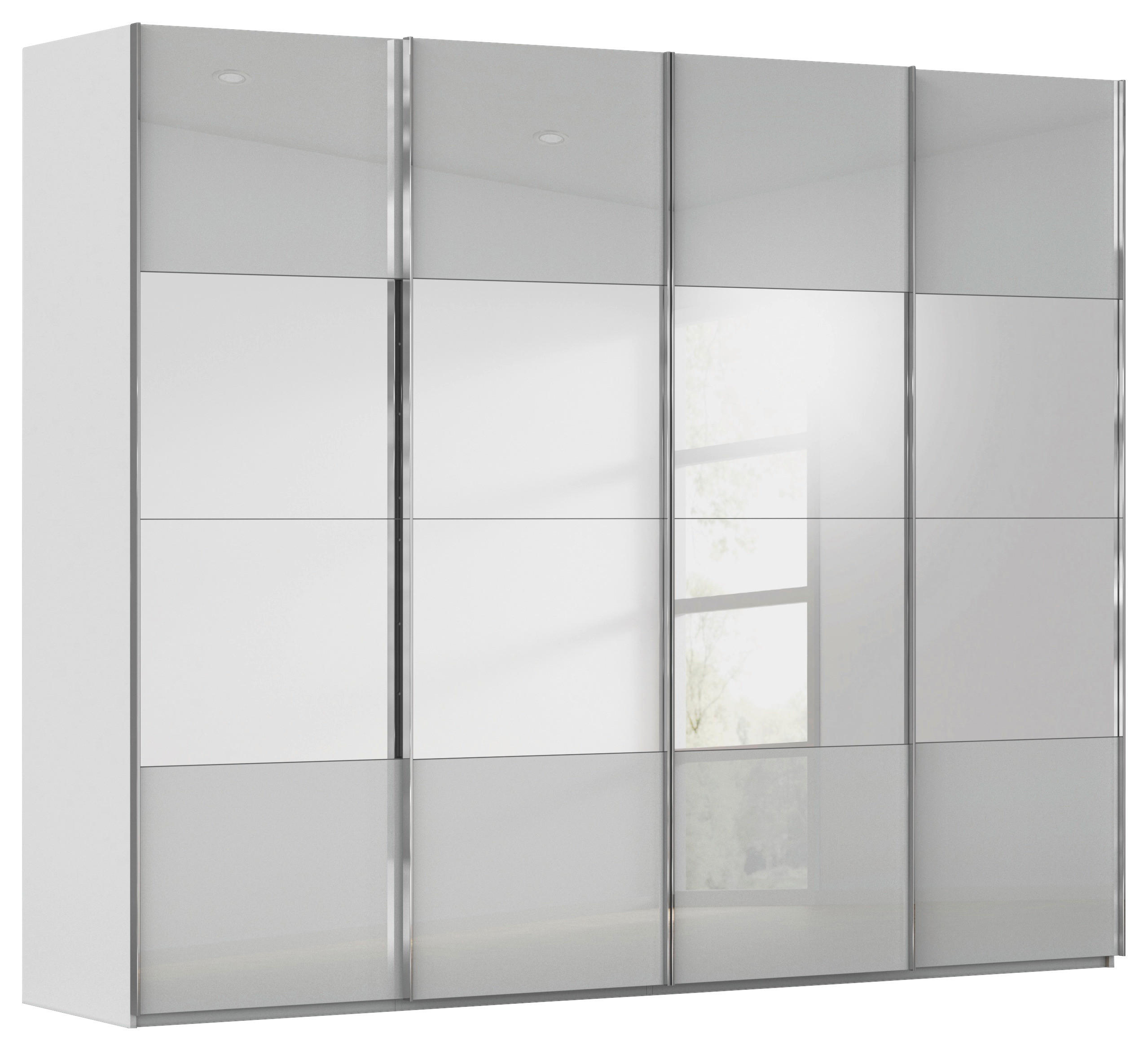 SCHWEBETÜRENSCHRANK 271/223/68 cm 4-türig Grau  - Chromfarben/Grau, Design, Glas/Holzwerkstoff (271/223/68cm) - Novel