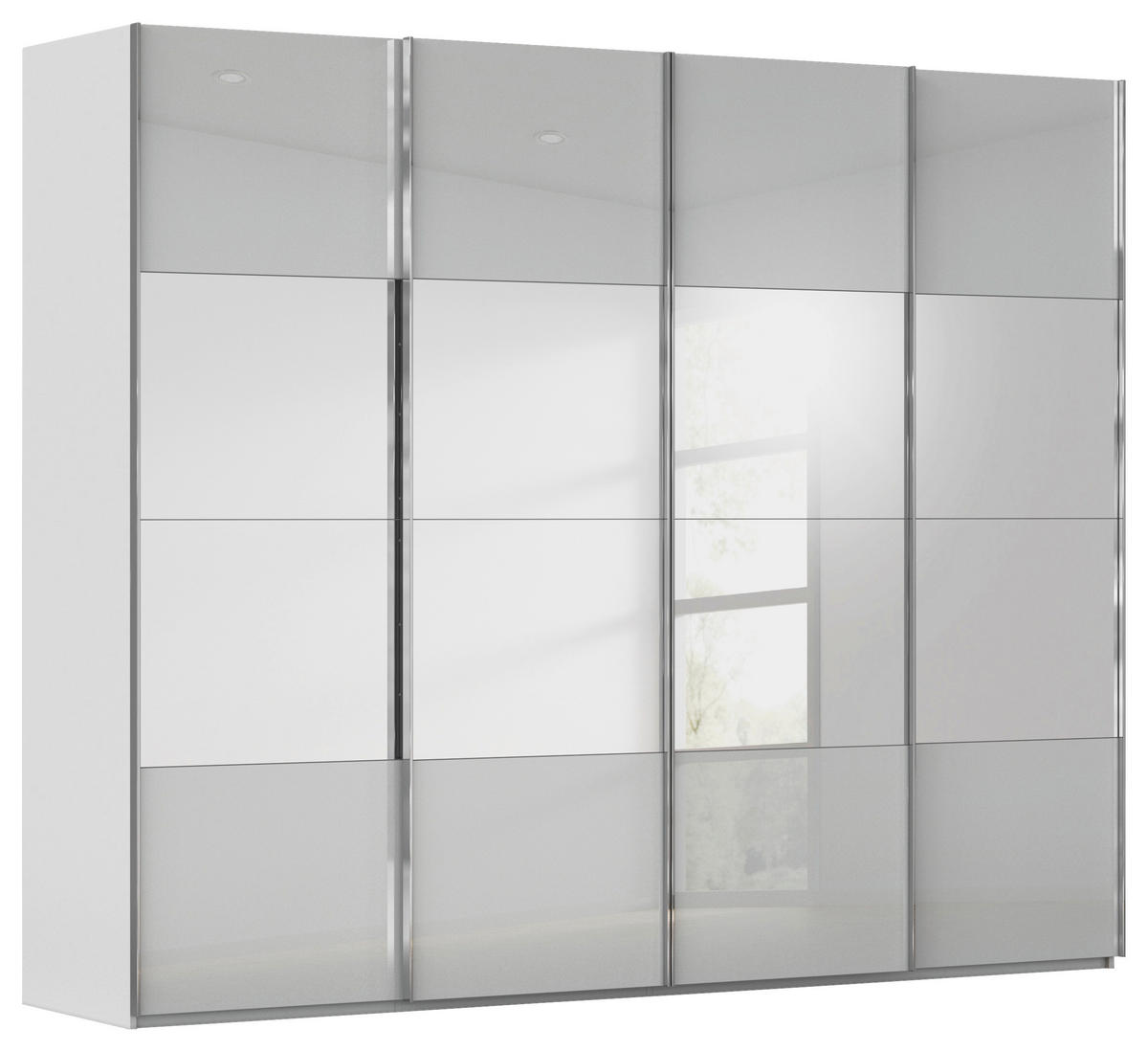 SCHWEBETÜRENSCHRANK 271/223/68 cm 4-türig Grau  - Chromfarben/Grau, Design, Glas/Holzwerkstoff (271/223/68cm) - Novel