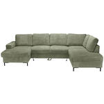 WOHNLANDSCHAFT Salbeigrün Cord  - Salbeigrün/Schwarz, KONVENTIONELL, Textil/Metall (148/303/197cm) - Carryhome