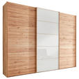 SCHWEBETÜRENSCHRANK  in Weiß, Buchefarben  - Buchefarben/Weiß, Natur, Glas/Holz (250/236/67cm) - Linea Natura