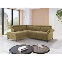 ECKSOFA 193/247 cm GLENDALE E in Flachgewebe Olivgrün Kopfteilverstellung  193/247 cm  - Schwarz/Olivgrün, KONVENTIONELL, Textil/Metall (193/247cm) - Sit & More