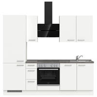 BUCĂTĂRIE FĂRĂ ELECTROCASNICE  - alb/culoare inox, Modern, metal/material pe bază de lemn (240cm) - Nobilia