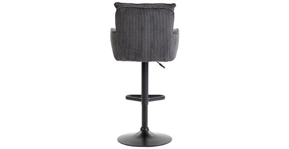 BARHOCKER Cord Dunkelgrau Eisen Stoffauswahl, Sitzfläche 360° drehbar, inklusive Armlehnen  - Dunkelgrau/Schwarz, Design, Textil/Metall (54/101-122/58cm) - Novel