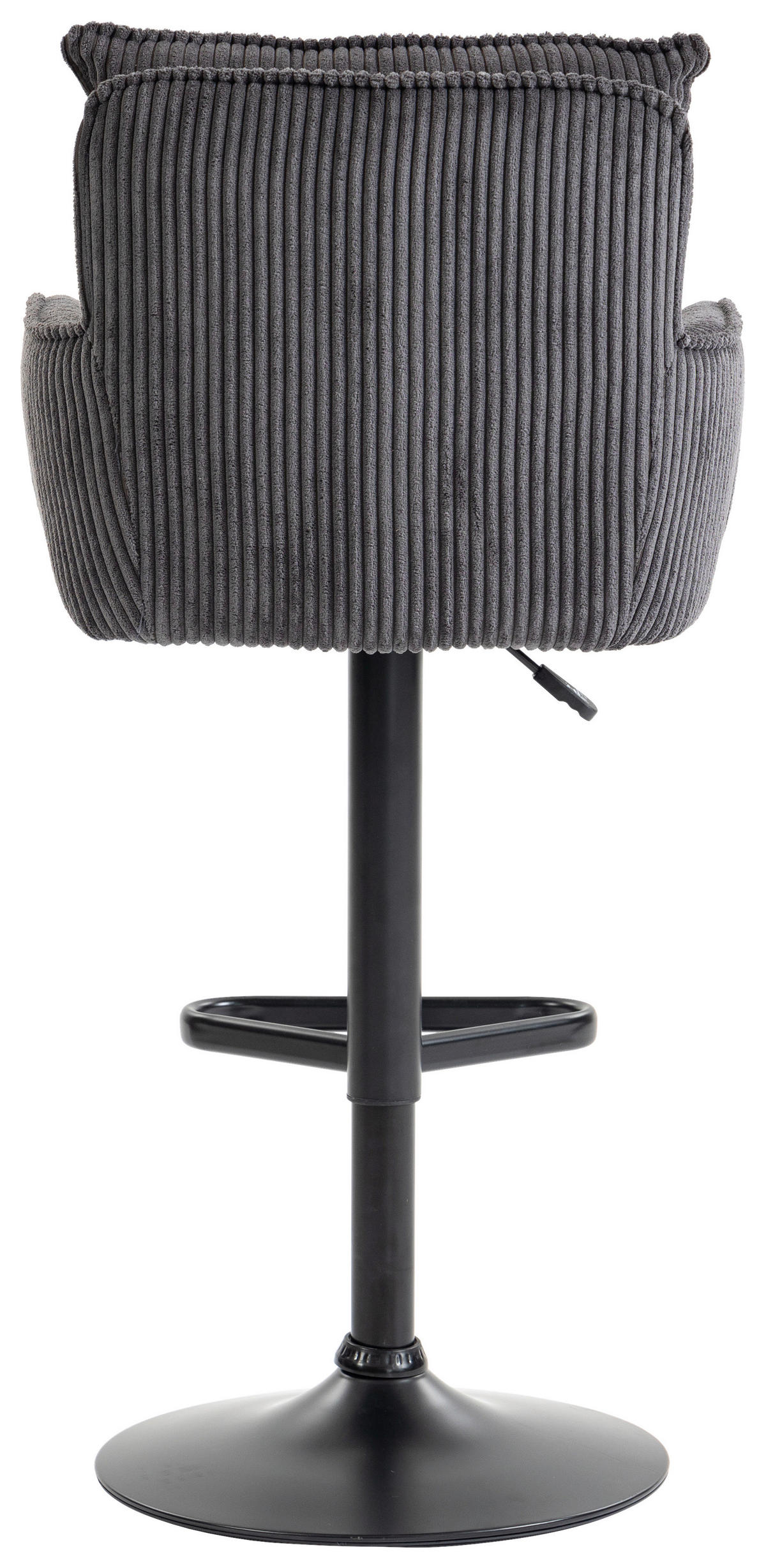 BARHOCKER Cord Dunkelgrau Eisen Stoffauswahl, Sitzfläche 360° drehbar, inklusive Armlehnen  - Dunkelgrau/Schwarz, Design, Textil/Metall (54/101-122/58cm) - Novel