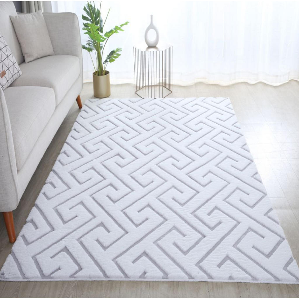 Thumbnail - Novel Flachwebeteppich Vision, Weiß, Hellgrau, Textil, Struktur, rechteckig, 140x200 cm, Oeko-Tex® Standard 100, pflegel...