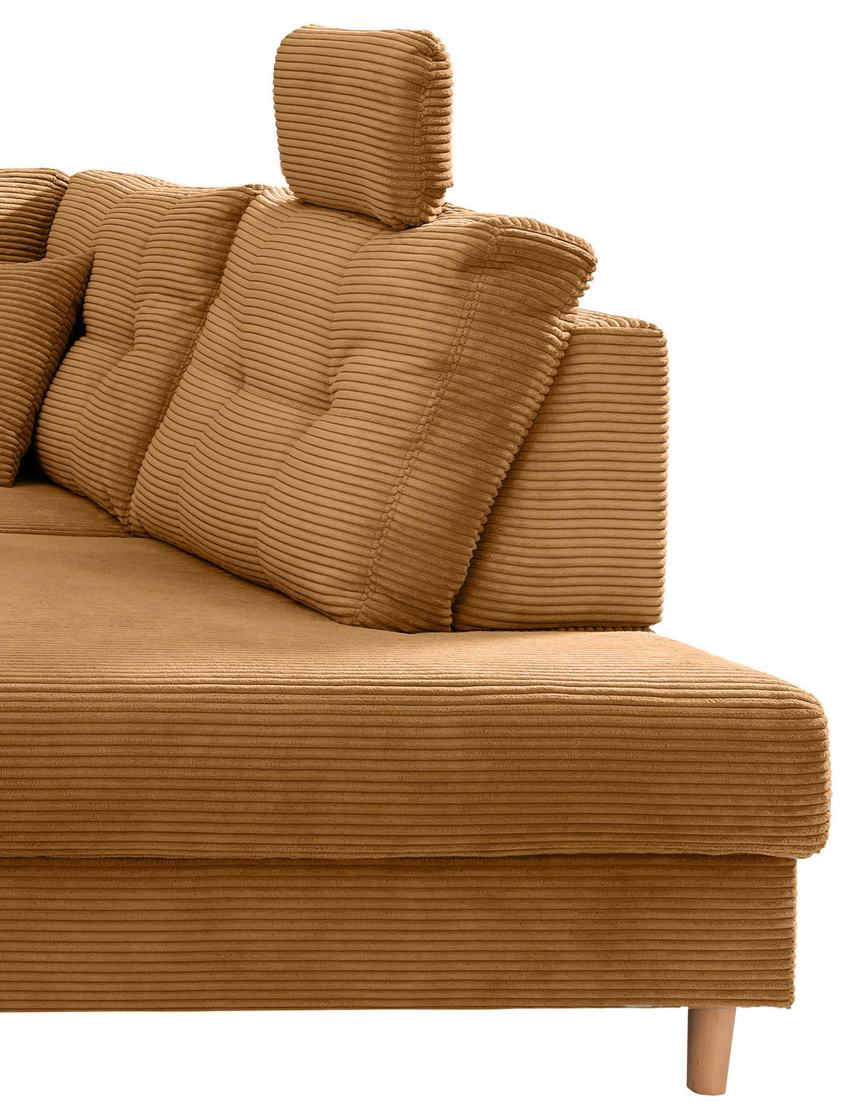 WOHNLANDSCHAFT in Cord Goldfarben  - Goldfarben/Naturfarben, Modern, Holz/Textil (176/338-352/206cm) - Livetastic