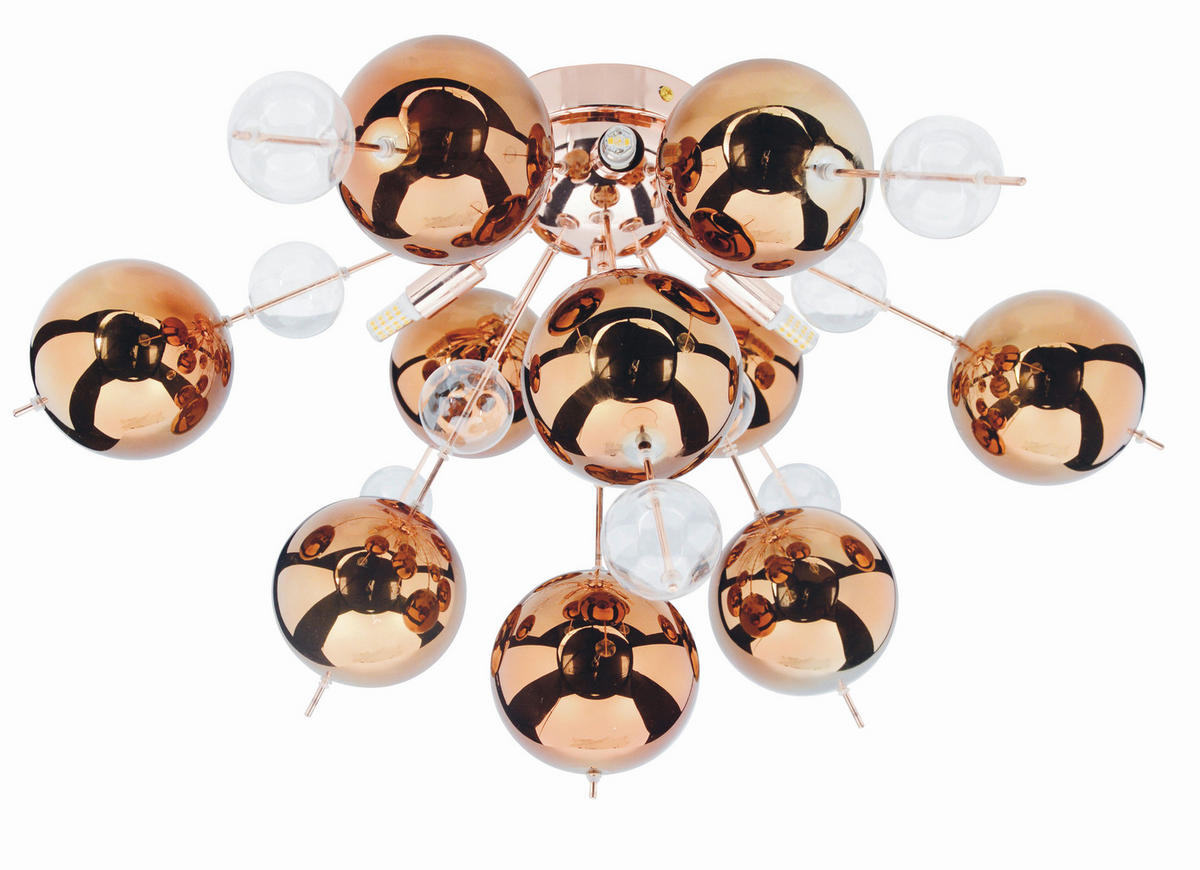 DECKENLEUCHTE  57/38 cm    - Klar/Kupferfarben, Trend, Glas/Metall (57/38cm) - Näve