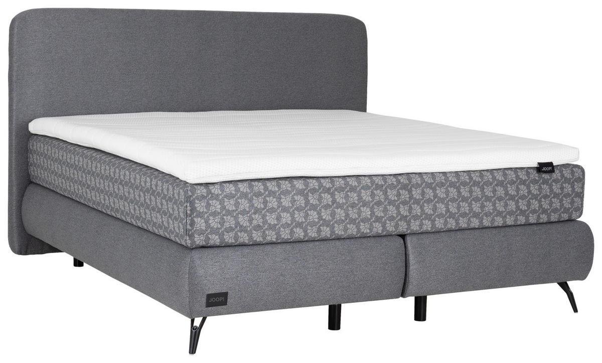 BOXSPRINGBETT 200/200 cm,  in Grau, Hellgrau, gepolstertes Kopfteil, Matratzen, H2 + H3 = mittel + fest  - Hellgrau/Schwarz, MODERN, Textil/Metall (200/200cm) - Joop!
