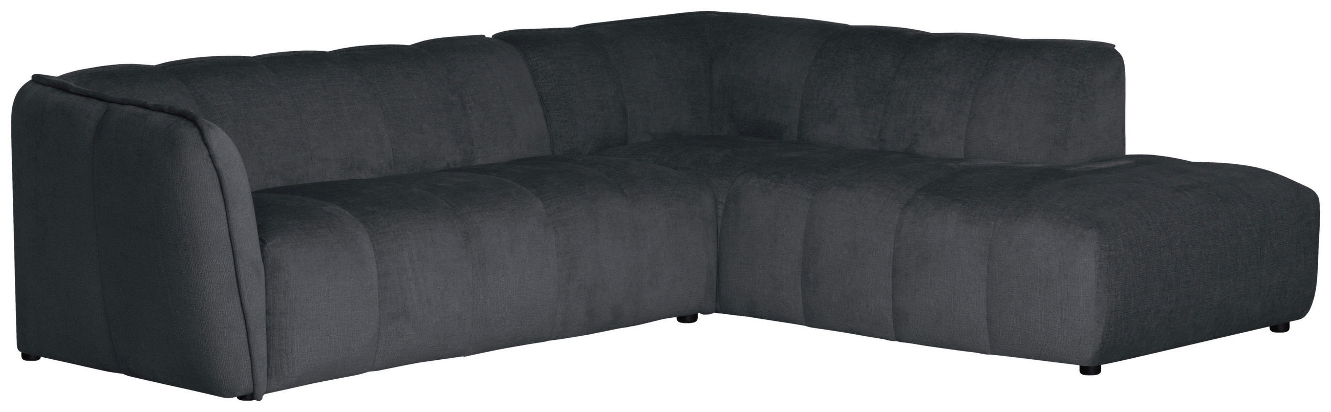 ECKSOFA  LIVOLI Grau Chenille  - Schwarz/Grau, Design, Textil (260/218cm) - MID.YOU