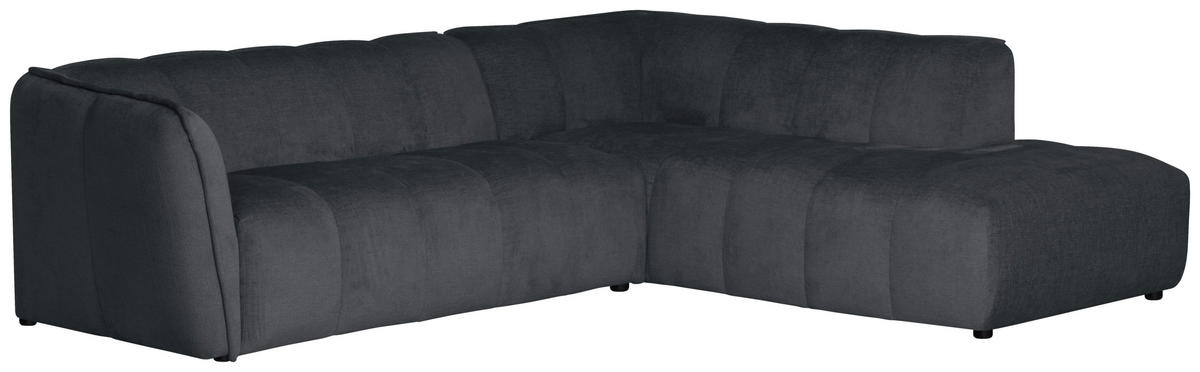ECKSOFA  LIVOLI Grau Chenille  - Schwarz/Grau, Design, Textil (260/218cm) - MID.YOU