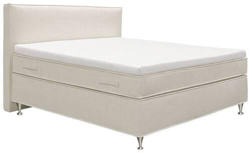 KONTINENTALSÄNG 180/200 cm  i beige  - beige/aluminiumfärgad, Klassisk, metall/trä (180/200cm) - Cassando