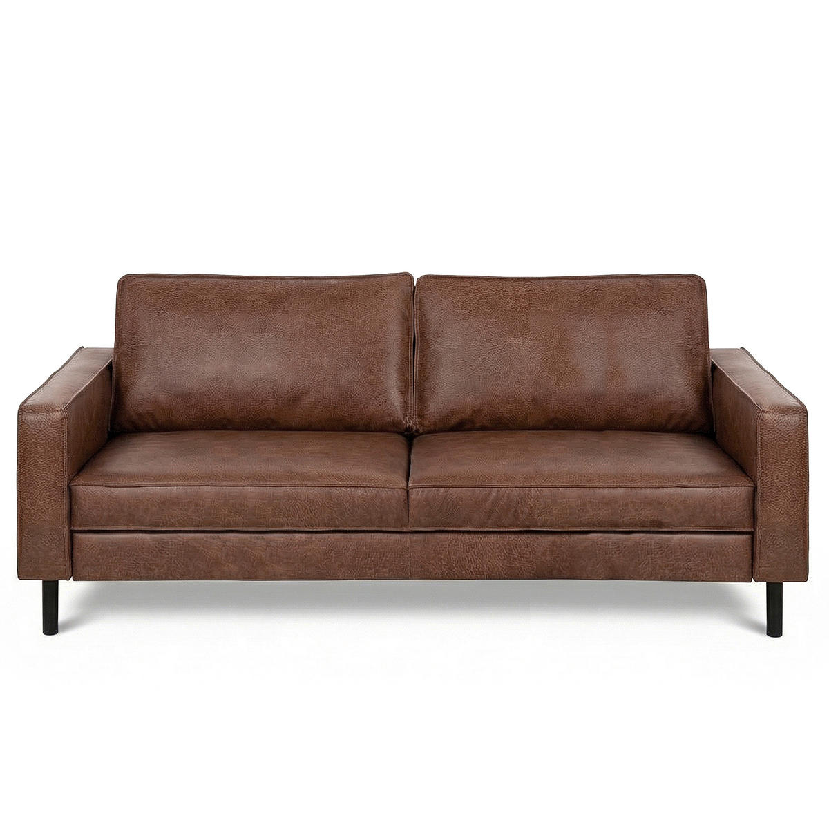 3-SITZER-SOFA  in Echtleder Braun   - Schwarz/Braun, Design, Leder/Metall (188/85/92cm) - Livetastic