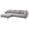ECKSOFA  in Webstoff Grau  196/304 cm  - Schwarz/Grau, KONVENTIONELL, Textil/Metall (196/304cm) - Hom`in