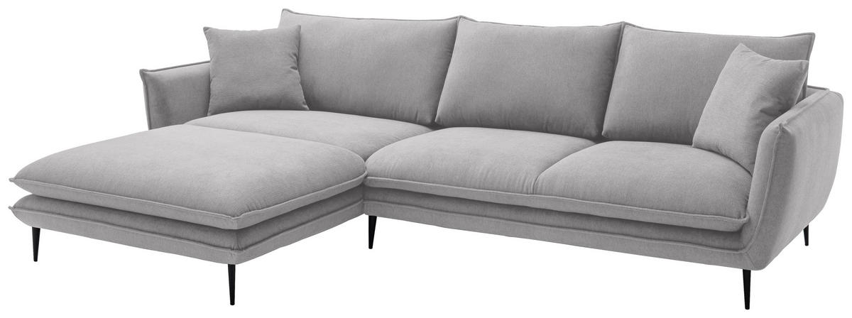 ECKSOFA Grau Webstoff  - Schwarz/Grau, KONVENTIONELL, Textil/Metall (196/304cm) - Hom`in