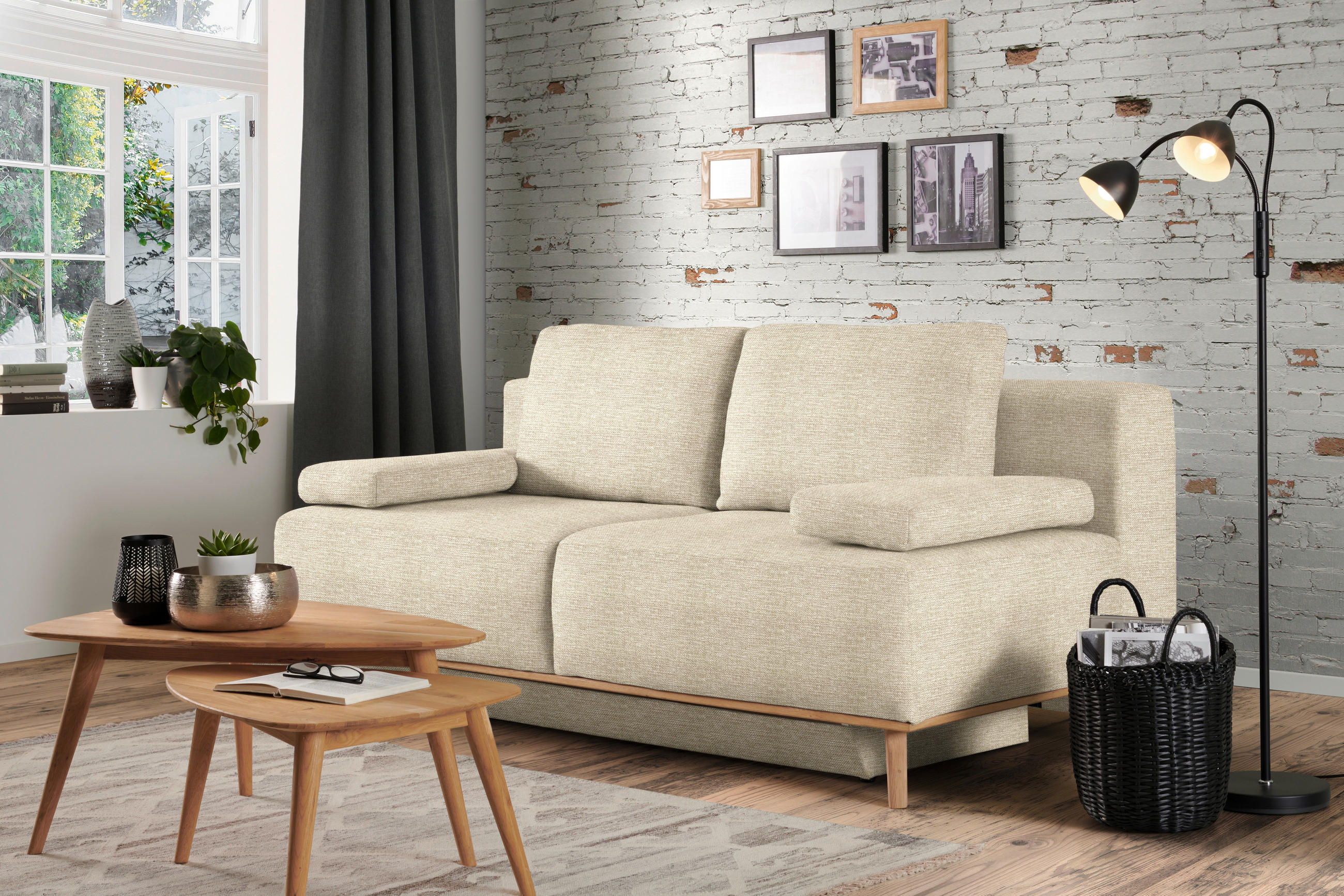 BOXSPRINGSOFA in Beige  - Beige, Design, Holz/Textil (203/97/107cm) - Dieter Knoll