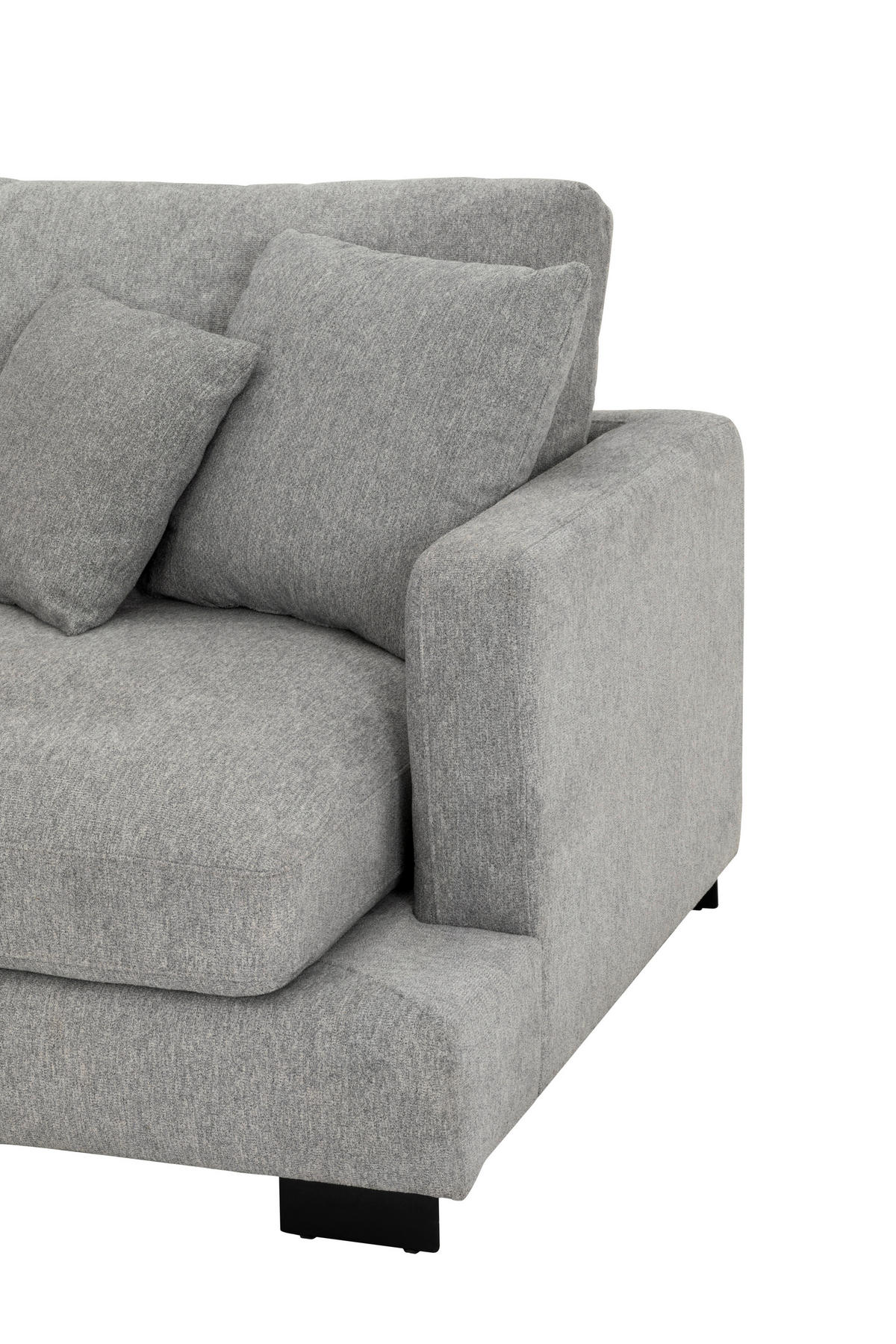 ECKSOFA Grau Webstoff  - Schwarz/Grau, Design, Textil/Metall (212/323cm) - Livetastic