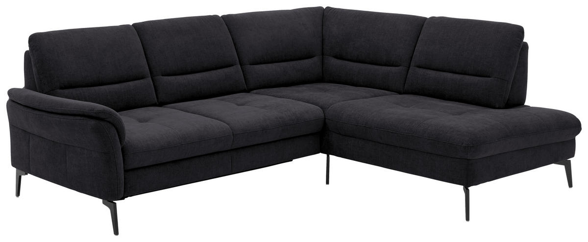 ECKSOFA in Webstoff Anthrazit  - Anthrazit/Schwarz, Design, Textil/Metall (256/206cm) - Beldomo System