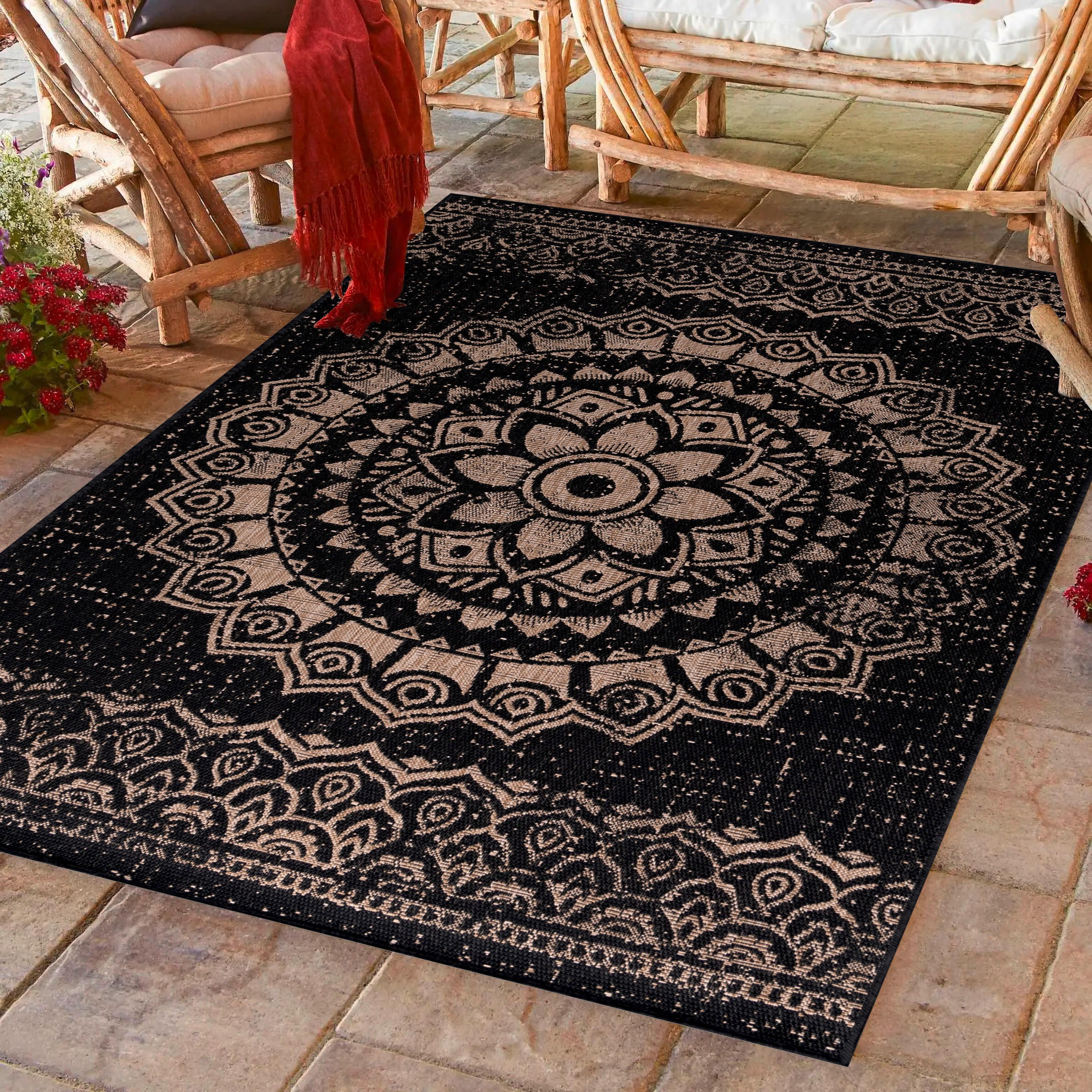 OUTDOORTEPPICH 120/170 cm Sunny Schwarz  - Schwarz, Design, Textil (120/170cm) - Novel