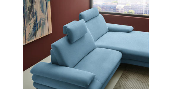 ECKSOFA  in Chenille, Flachgewebe Blau  284/180 cm  - Blau/Schwarz, Design, Textil/Metall (284/180cm) - Dieter Knoll