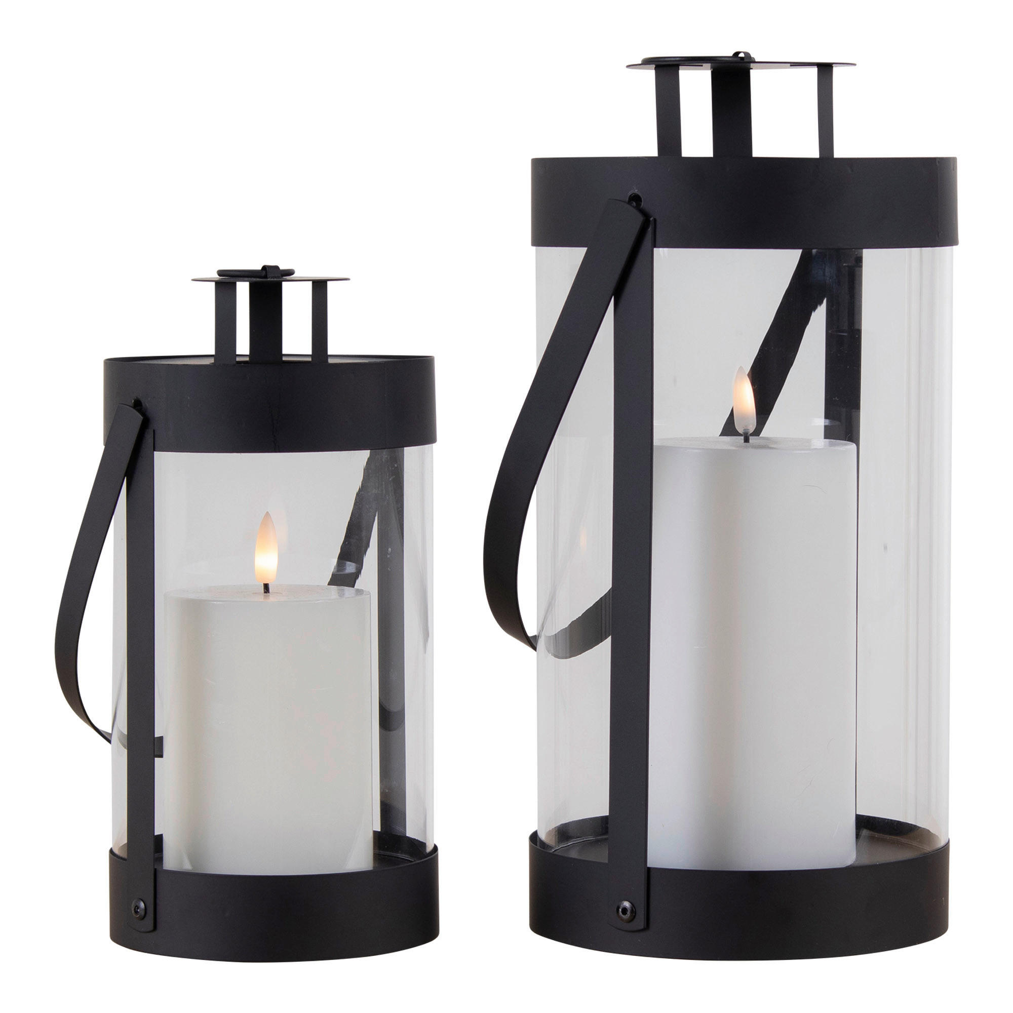 LATERNENSET  - Klar/Schwarz, Design, Glas/Metall (12/24/12cm)