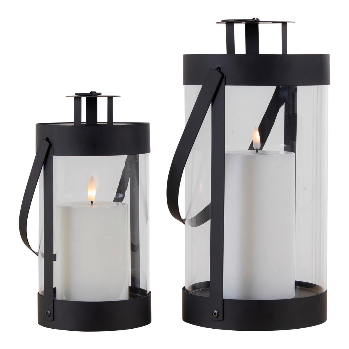 LYKTSET - klar/svart, Design, metall/glas (12/24/12cm)