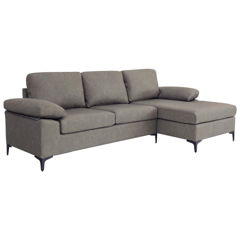 Thumbnail - Mid.you Ecksofa, Grau, Textil, 3-Sitzer, Füllung: Schaumstoff, Ottomane rechts, L-Form, 262x135 cm, Wohnzimmer, Sofas & ...