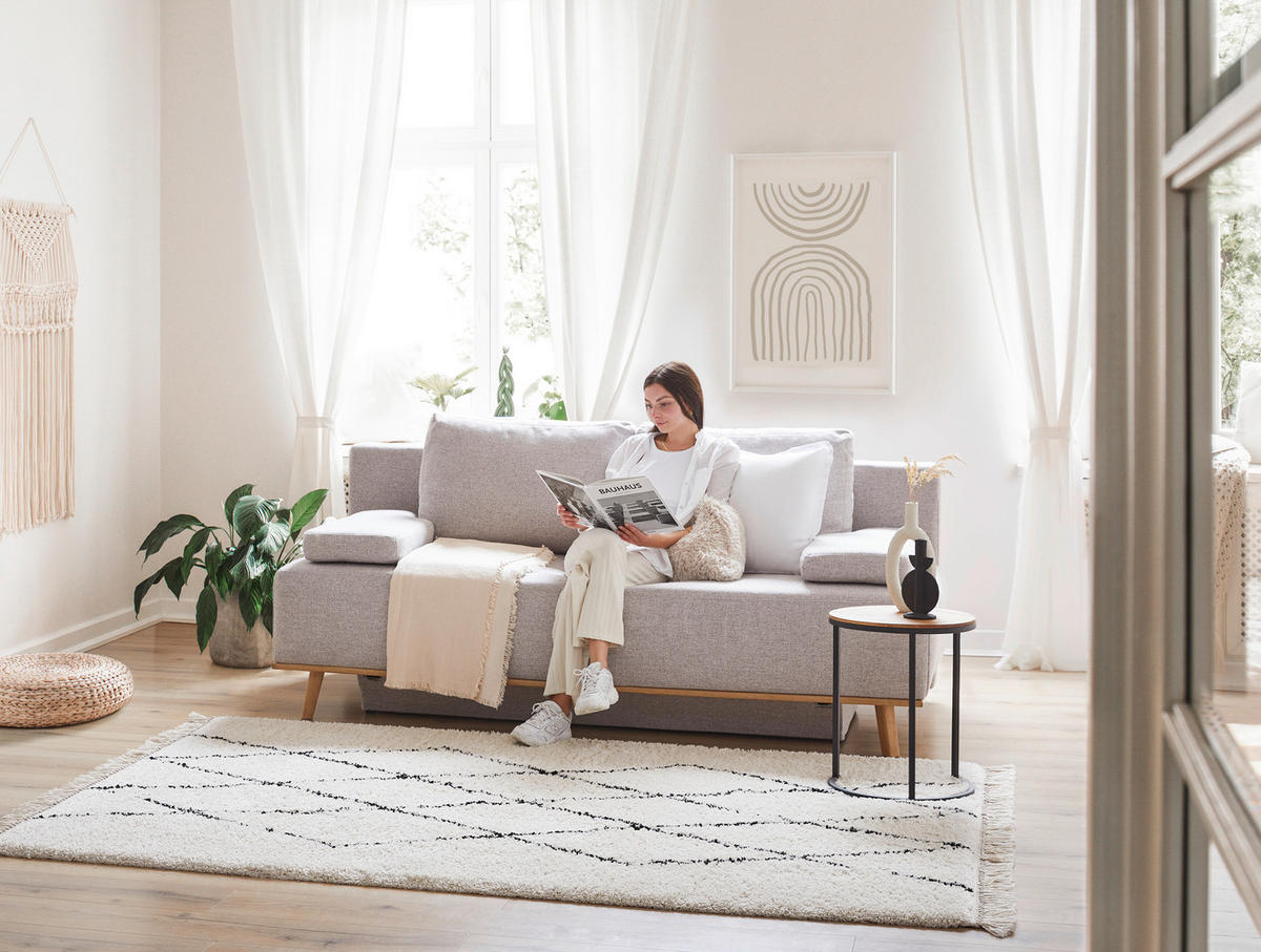 BOXSPRINGSOFA in Hellgrau  - Hellgrau, Design, Holz/Textil (203/97/107cm) - Dieter Knoll
