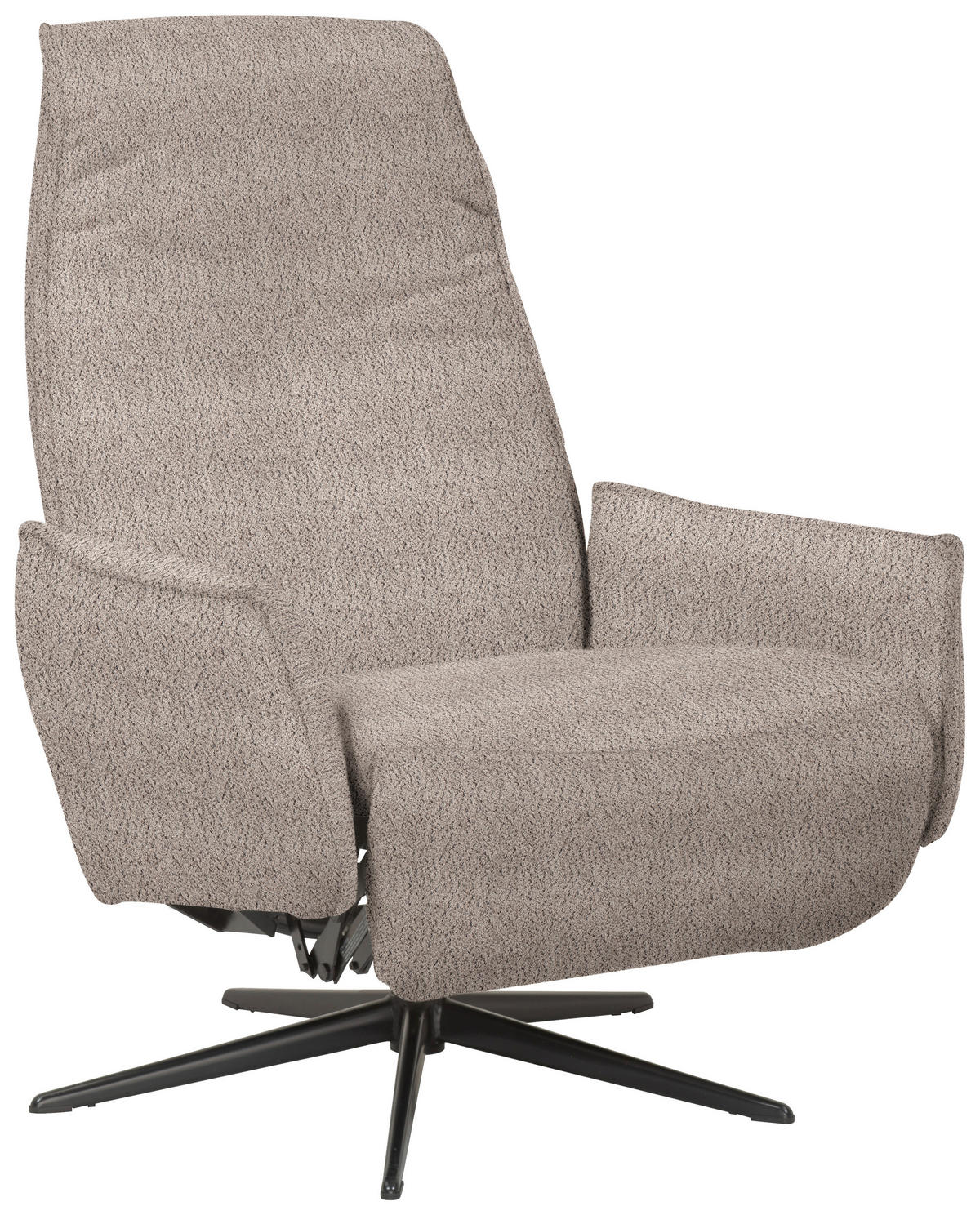 RELAXSESSEL Teddystoff Relaxfunktion    - Hellbraun/Schwarz, Design, Textil/Metall (76/103/86cm) - Welnova