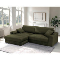 ECKSOFA in Struktur Olivgrün  - Chromfarben/Olivgrün, Design, Textil/Metall (177/269cm) - Livetastic