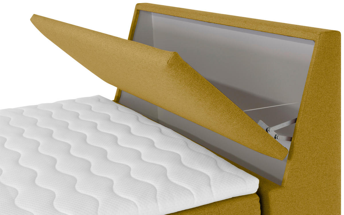 BOXSPRING-ÁGY 100/200 cm  sárga  - sárga/fekete, Modern, textil/fa (100/200cm) - MID.YOU