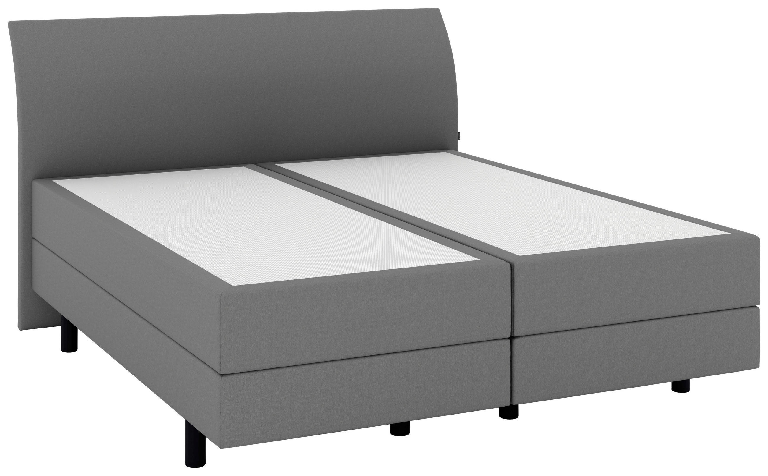 BOXSPRINGBETT 180/200 cm,  in Grau, gepolstertes Kopfteil, Matratzen, H2 + H2 = mittel  - Schwarz/Grau, KONVENTIONELL, Kunststoff/Textil (180/200cm) - Musterring