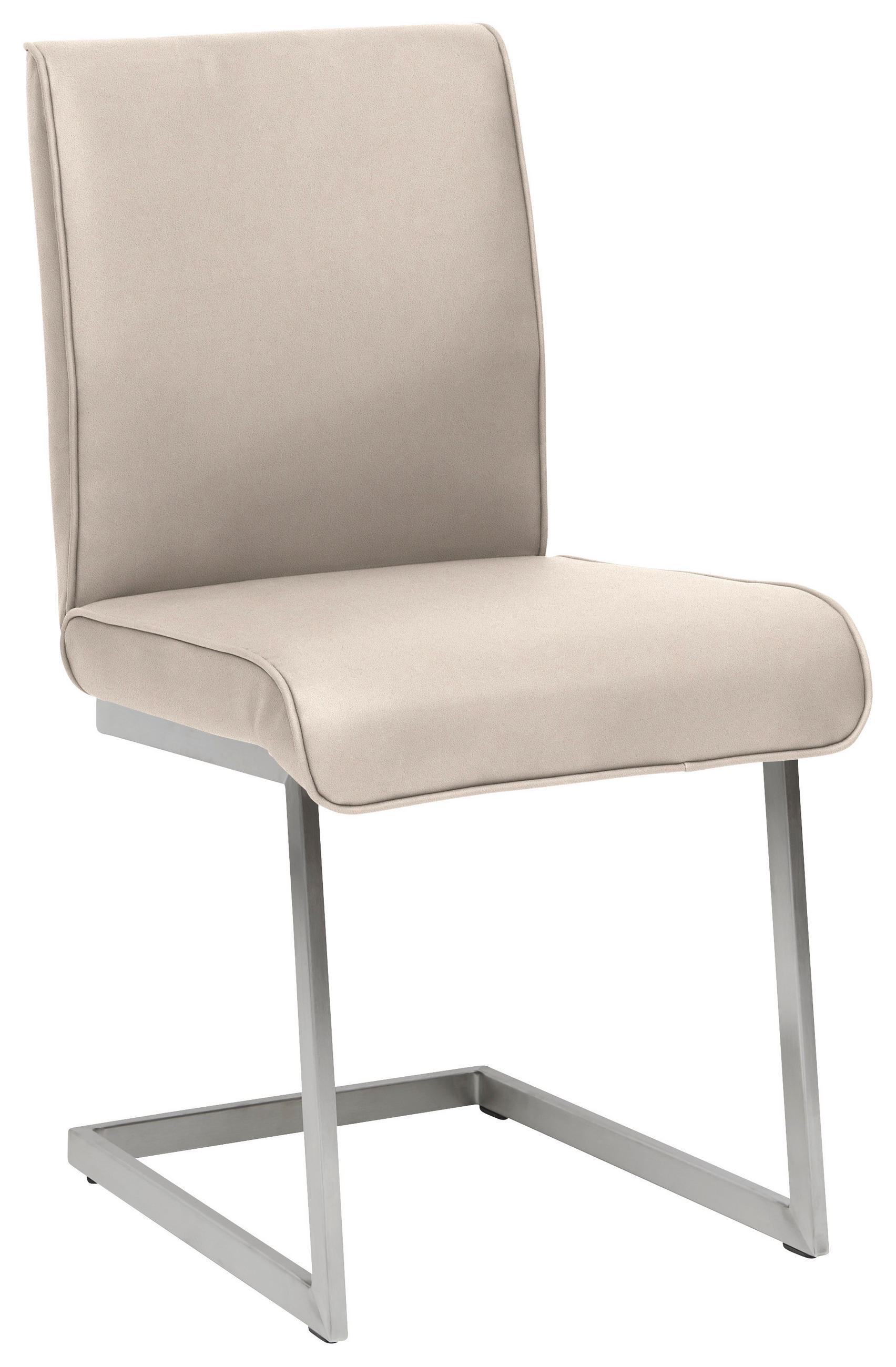 SCHWINGSTUHL  in Stahl Mikrofaser  - Edelstahlfarben/Creme, Design, Holzwerkstoff/Textil (48/91/60cm) - Dieter Knoll