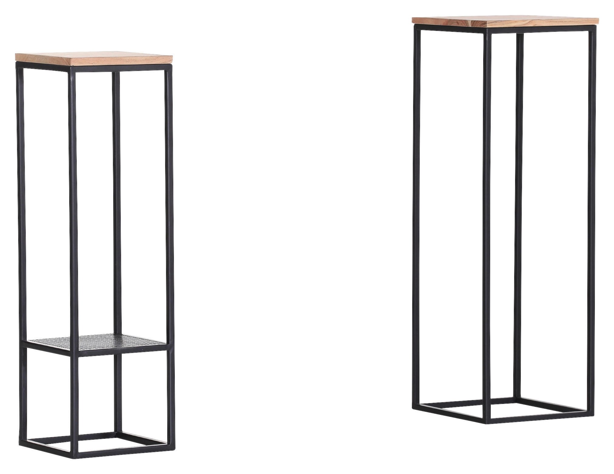 BEISTELLTISCHSET in Holz, Metall 26-31/26-31/85-91 cm  - Schwarz/Akaziefarben, Trend, Holz/Metall (26-31/26-31/85-91cm) - Carryhome