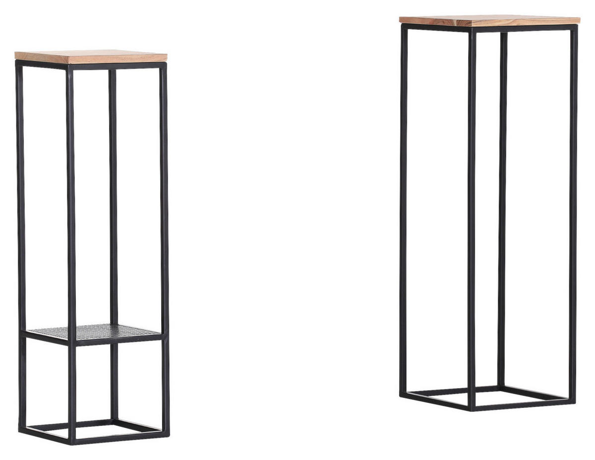 BEISTELLTISCHSET in Holz, Metall 26-31/26-31/85-91 cm  - Schwarz/Akaziefarben, Trend, Holz/Metall (26-31/26-31/85-91cm) - Carryhome
