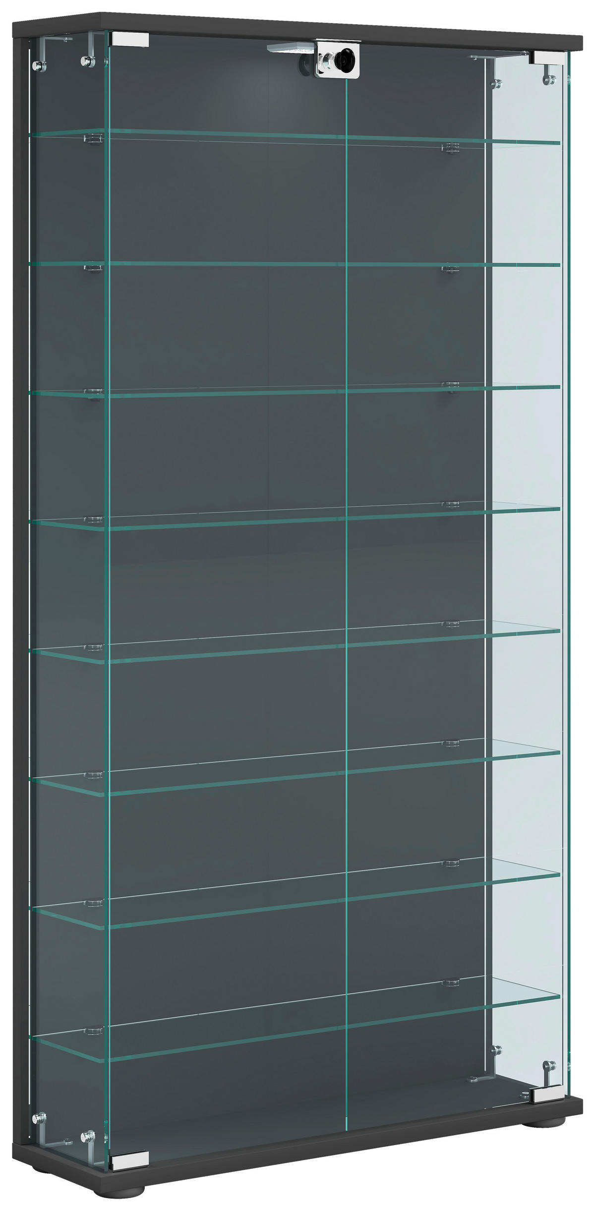 VITRINE in Anthrazit  - Transparent/Anthrazit, Design, Glas/Holzwerkstoff (59/114/17cm) - MID.YOU