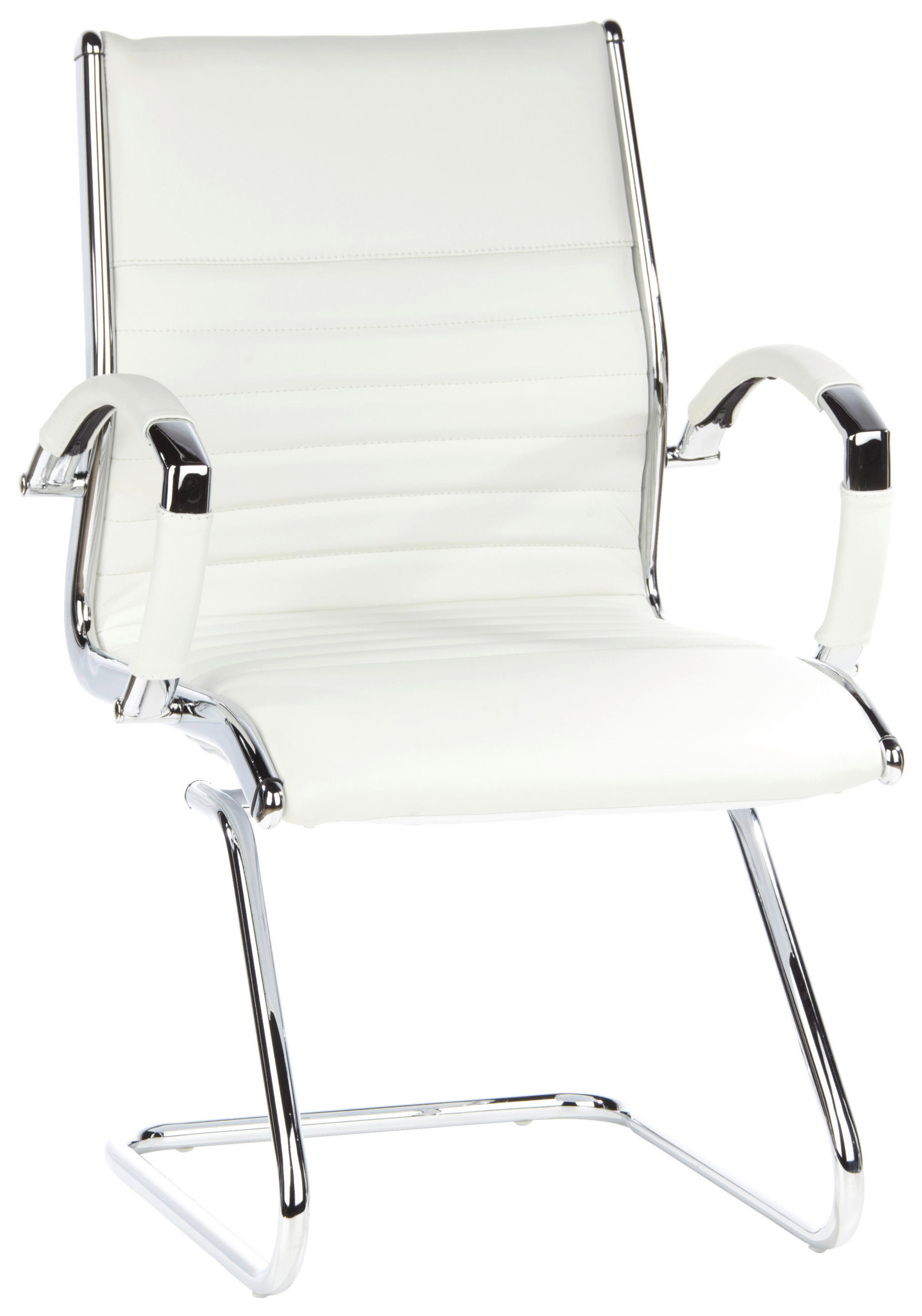 BESÖKSSTOL  i läderimitation cremefärgad, kromfärg  - kromfärg/cremefärgad, Modern, metall/läder (62/94/46cm) - MID.YOU