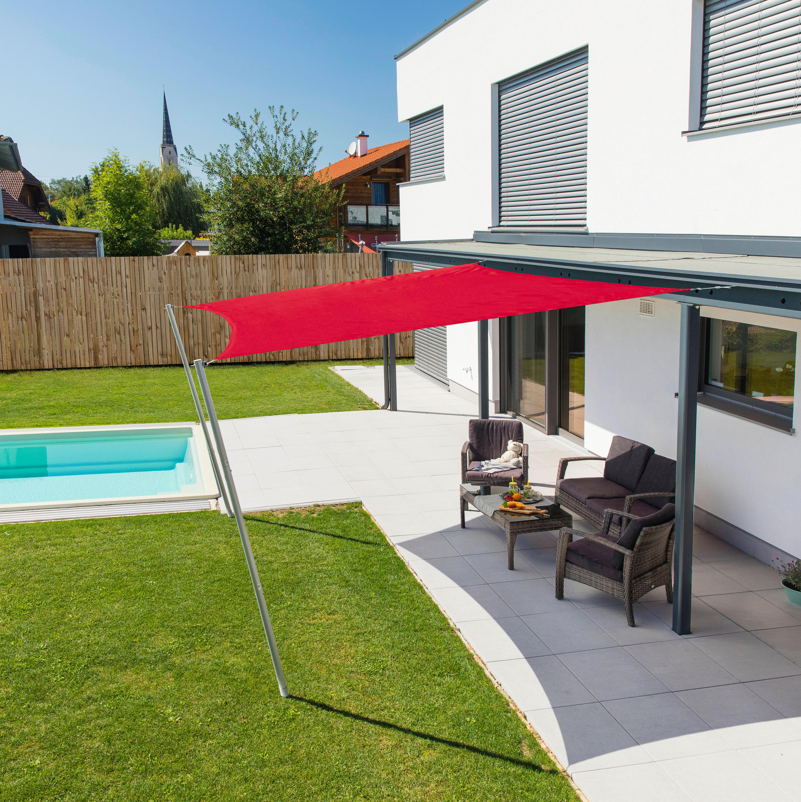 GARTENSONNENSEGEL  300/300 cm  - Dunkelrot, Basics (300/300cm)