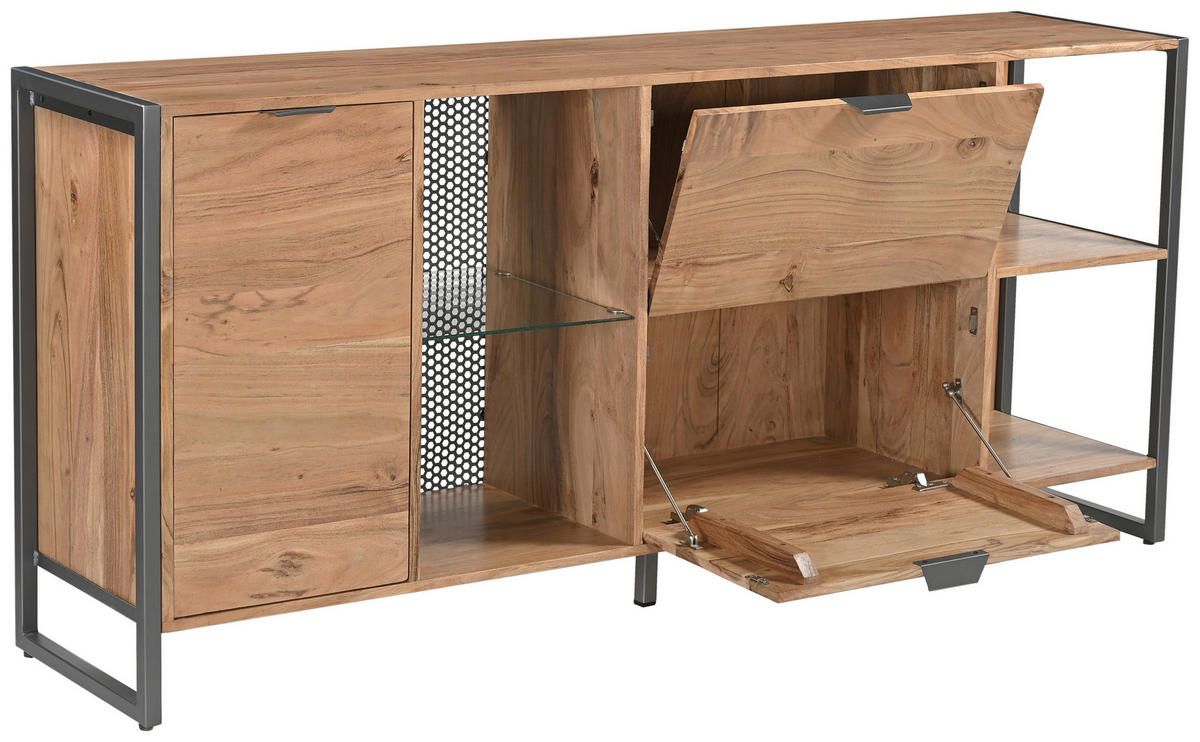 SIDEBOARD Coswig 178/80/40 cm  - Hellbraun/Naturfarben, KONVENTIONELL, Glas/Holz (178/80/40cm) - Livetastic